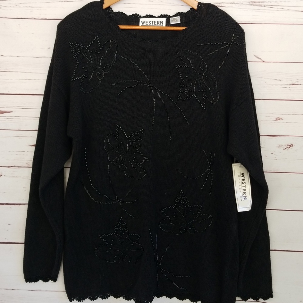 NWT Vintage beaded sweater L